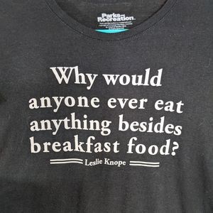 Womens XL Parks and Rec Tshirt Breakfast Eating